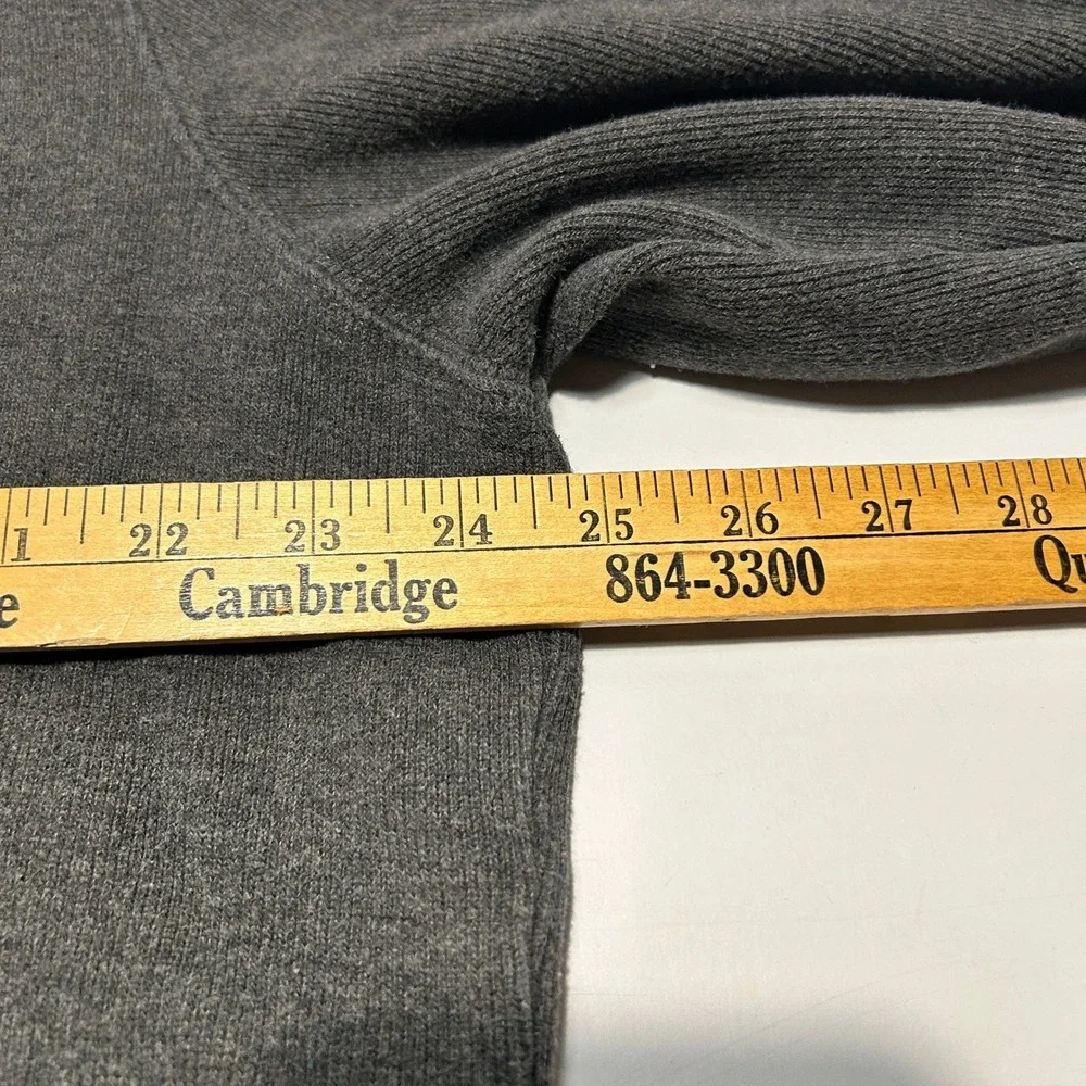 Polo Ralph Lauren Mens Large Charcoal Grey Ribbed Cotton Quarter Zip Pullover